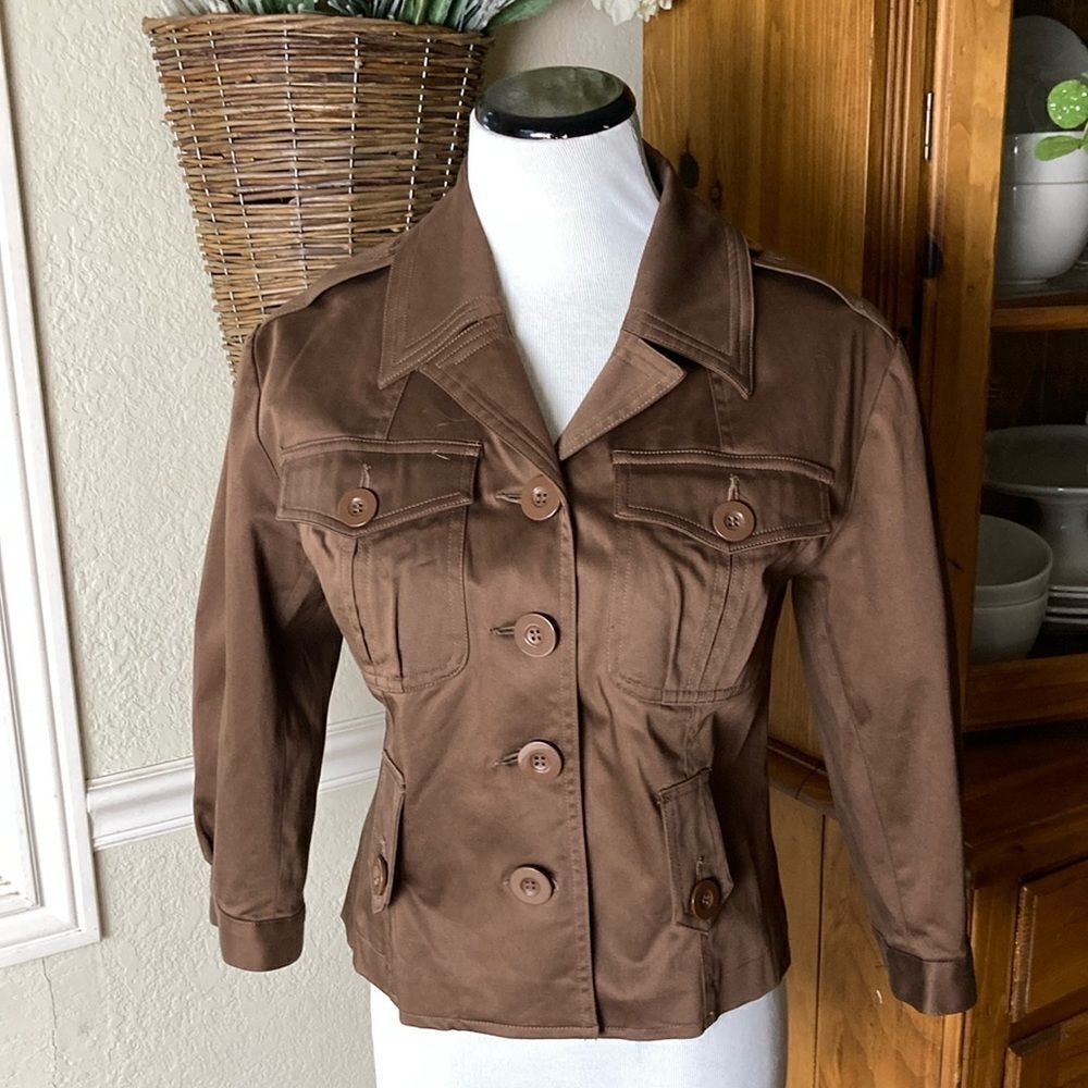 INC International Concept Brown Lined Jacket Size Small EUC